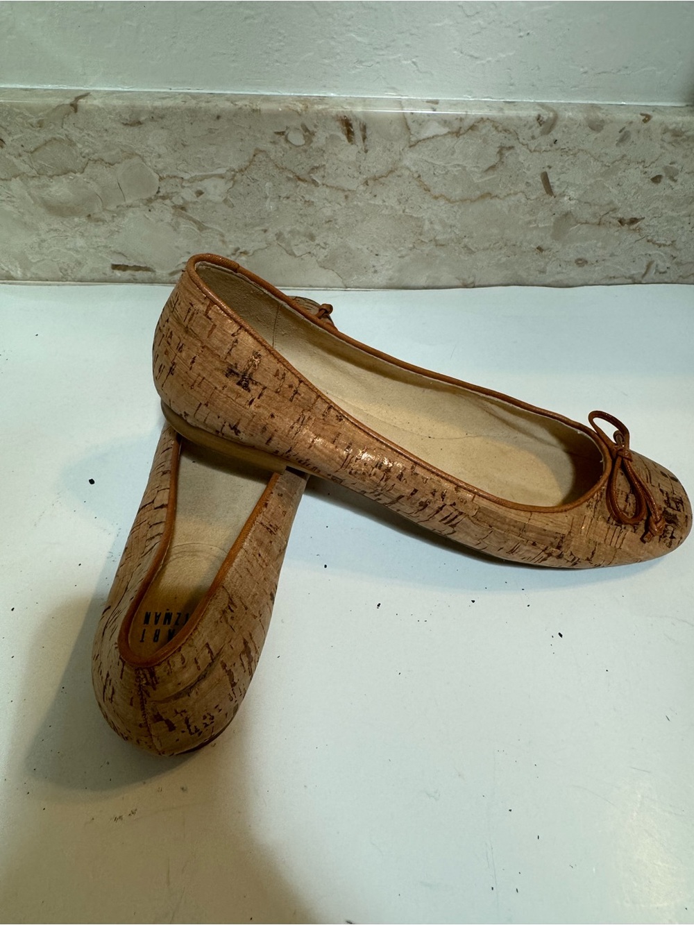 Stuart Weitzman Cork Ballet Flats in Light Brown